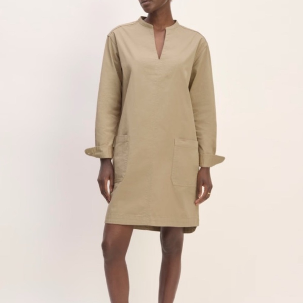 Everlane NEW The Utility Mini Dress Khaki Tan Brown Safari Minimalist Size Small